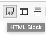 Image showcasing what the html block in the WYSIWYG looks like