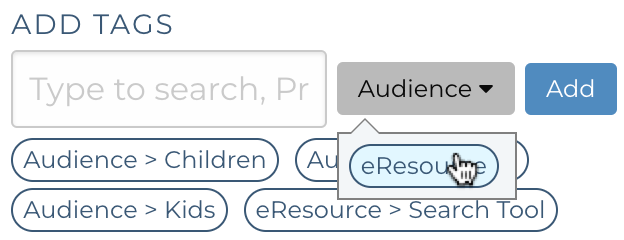 Image of an empty input box with some example website tags