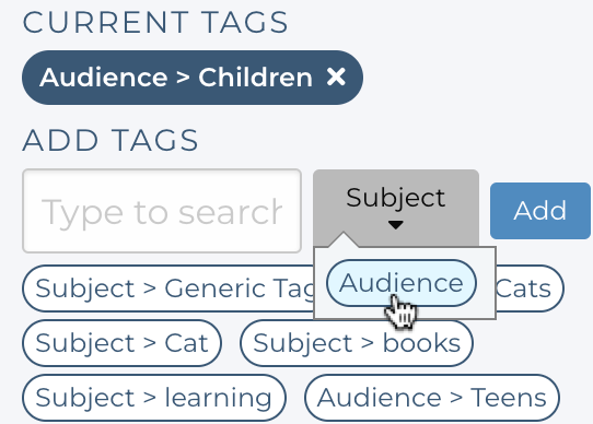 Image showing the inputs to tag a blog post