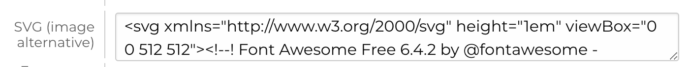 Image showing the code for an svg in the input box