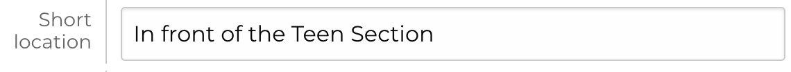 Image showing an example of the short location input box