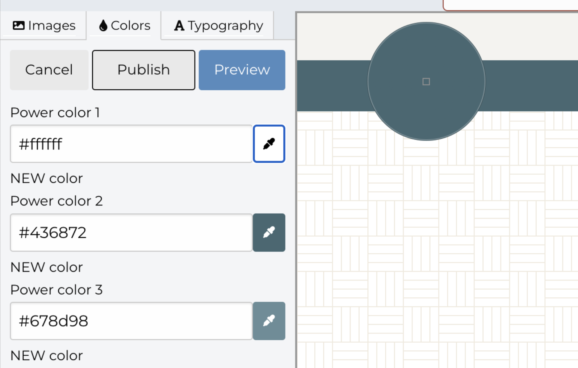 Demonstration of the theme colors and the color picker