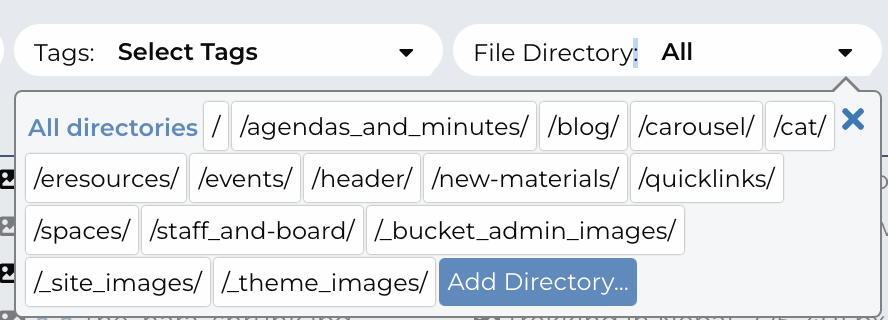 dropdown menu to sort files by directory