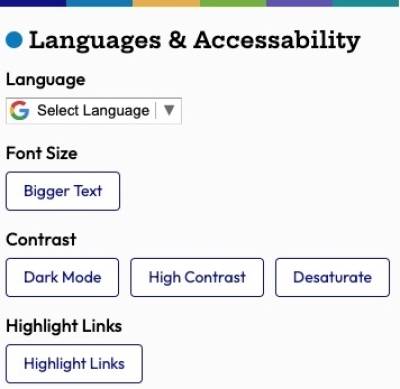 screenshot of an accessibility options pulldown